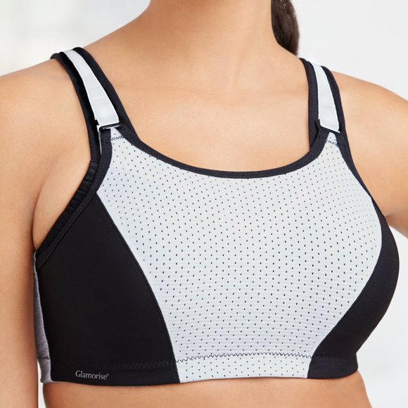 Glamorise SPORT Bra 32DD (DOUBLE-LAYER) Wicking (PADDED-STRAPS) WHITE NEW - Picture 3 of 14